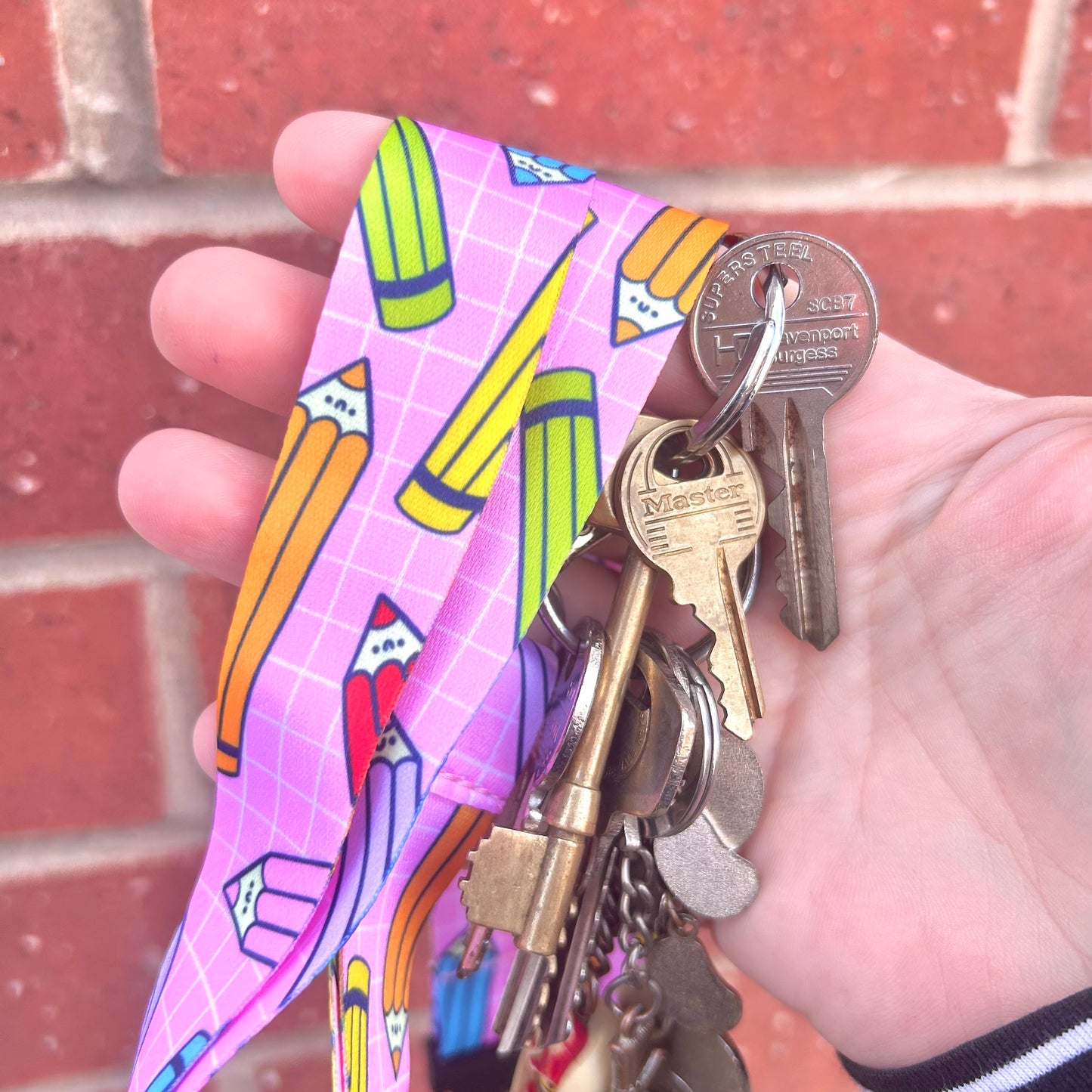 Pink - Rainbow Pencil Lanyard