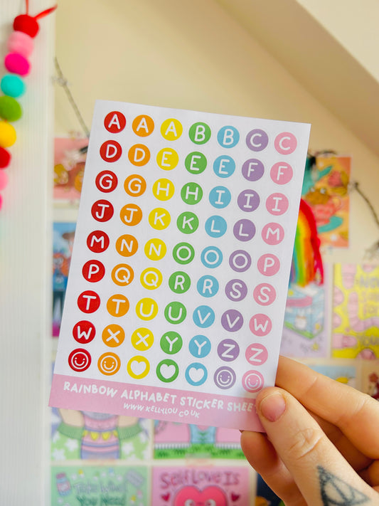 Rainbow Alphabet Bead Paper Stickers Sheet