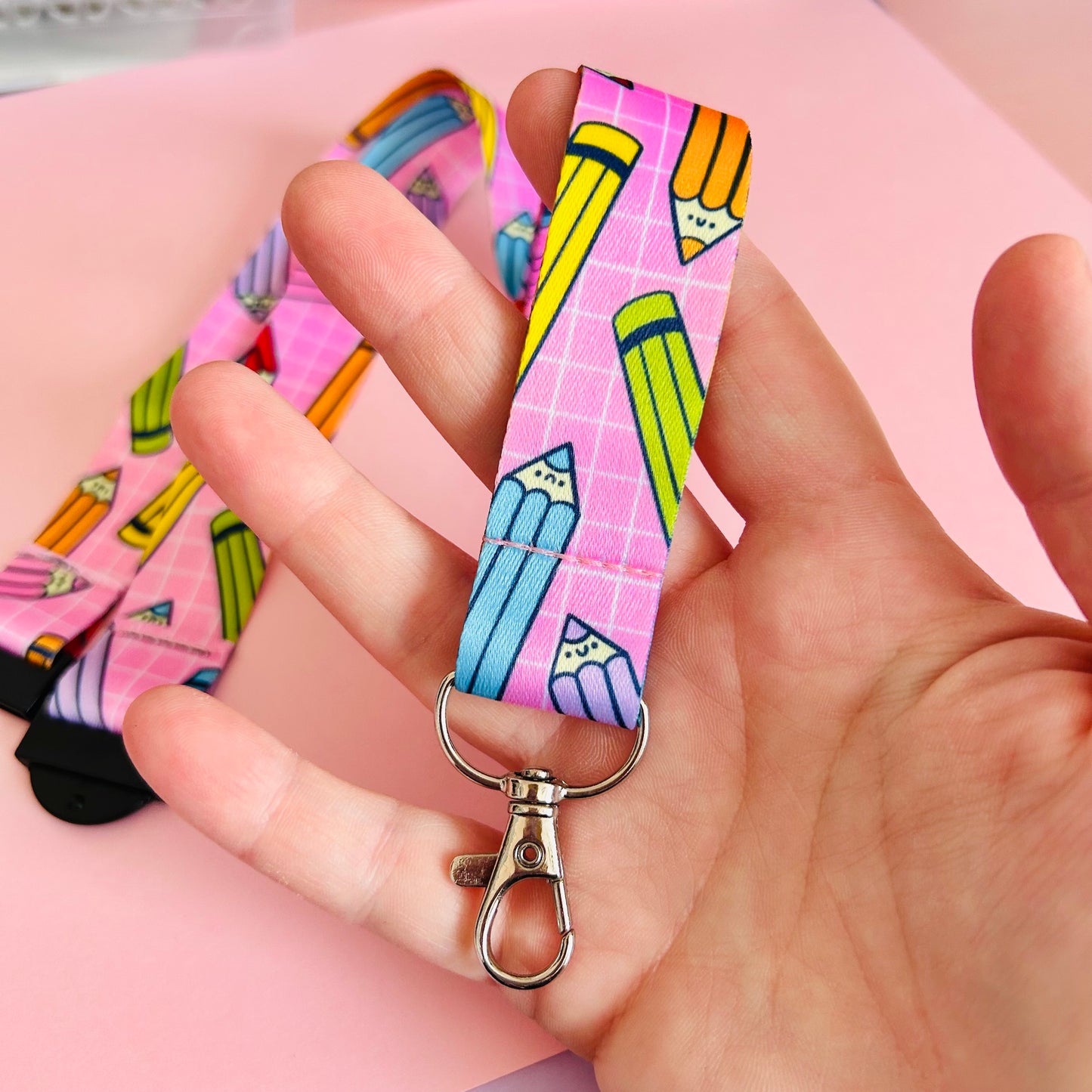 Pink - Rainbow Pencil Lanyard